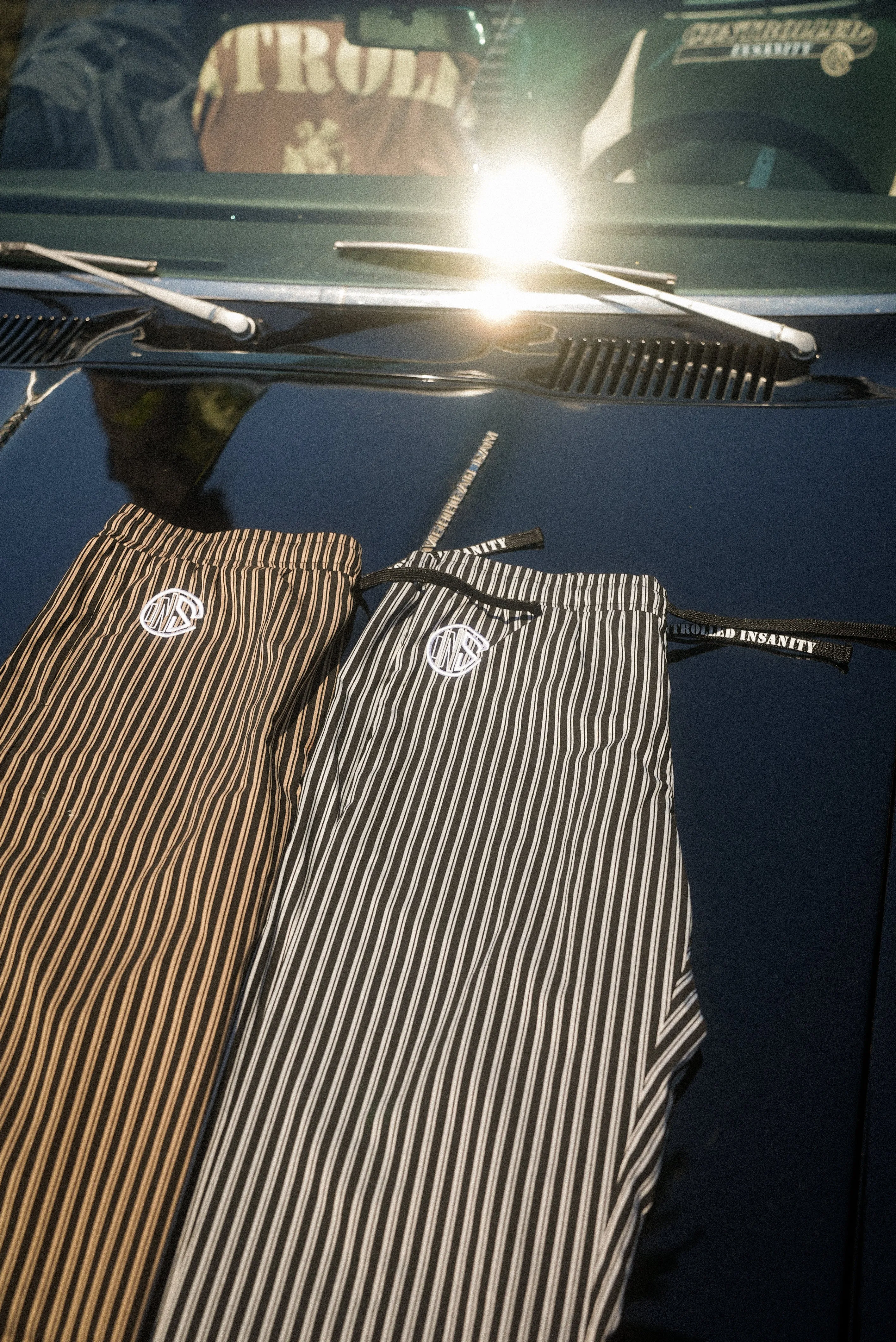 Onyx Black Pinstripe Sweatpants