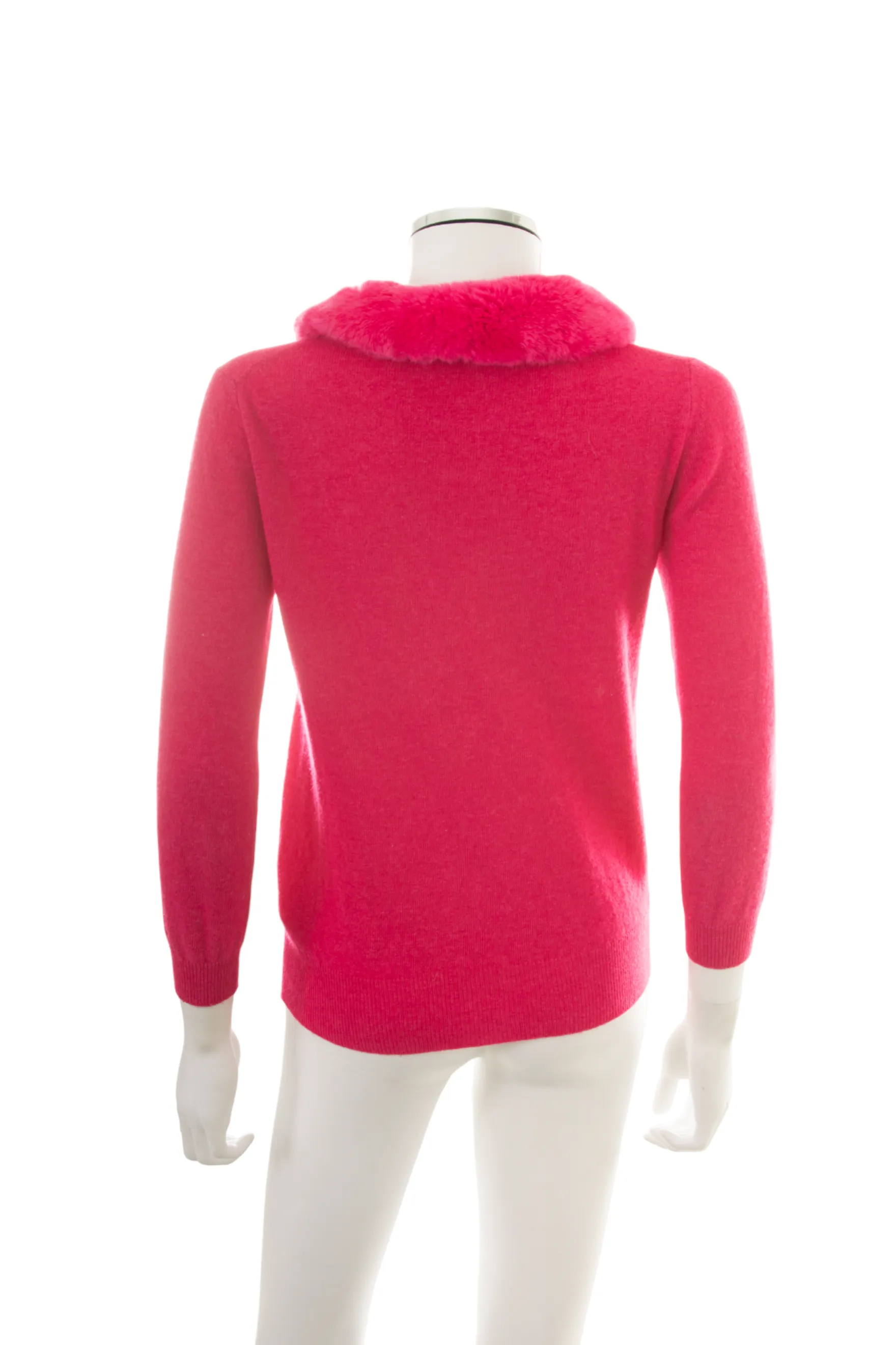 Pink Fur Collar Cardigan