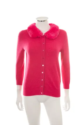 Pink Fur Collar Cardigan