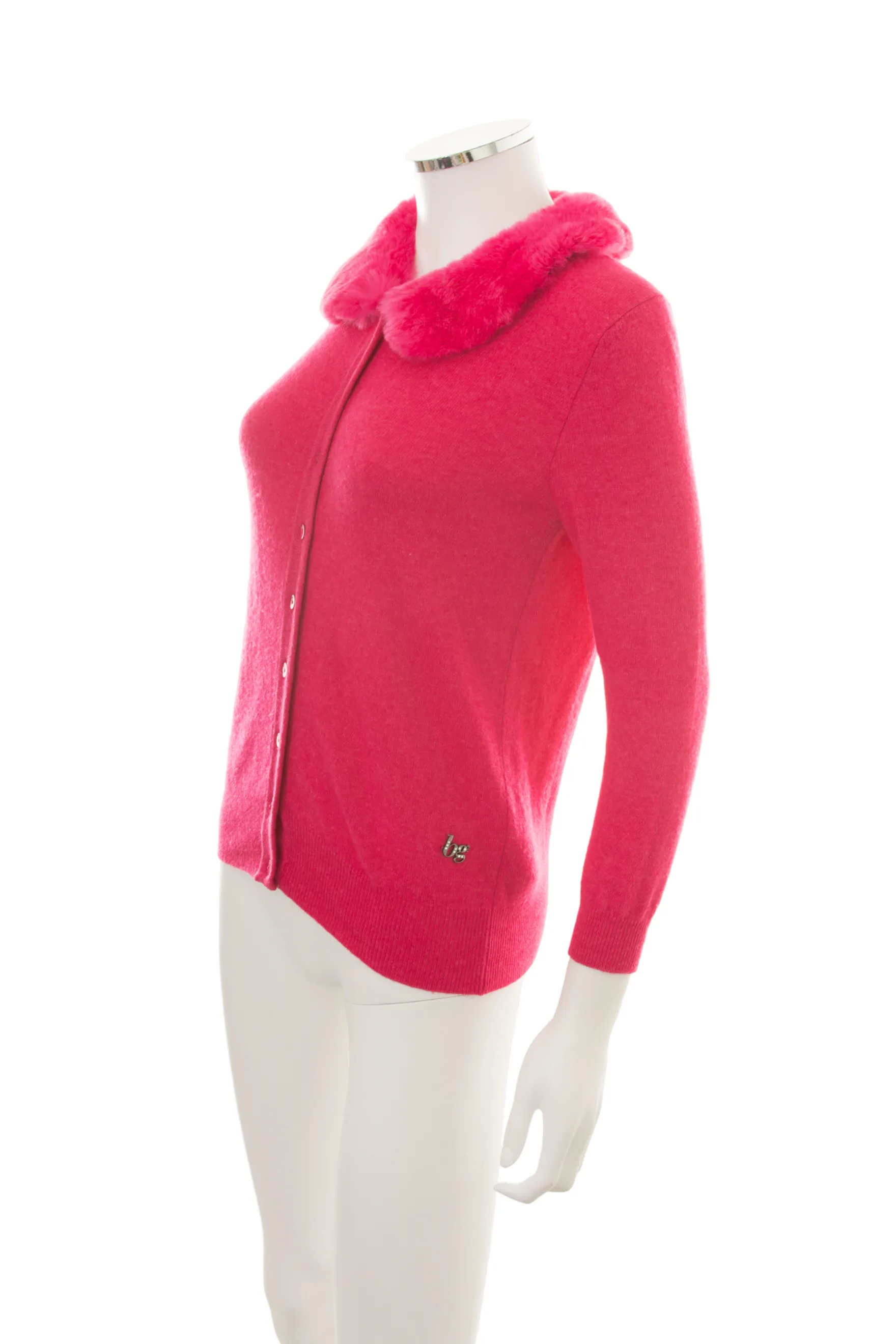 Pink Fur Collar Cardigan