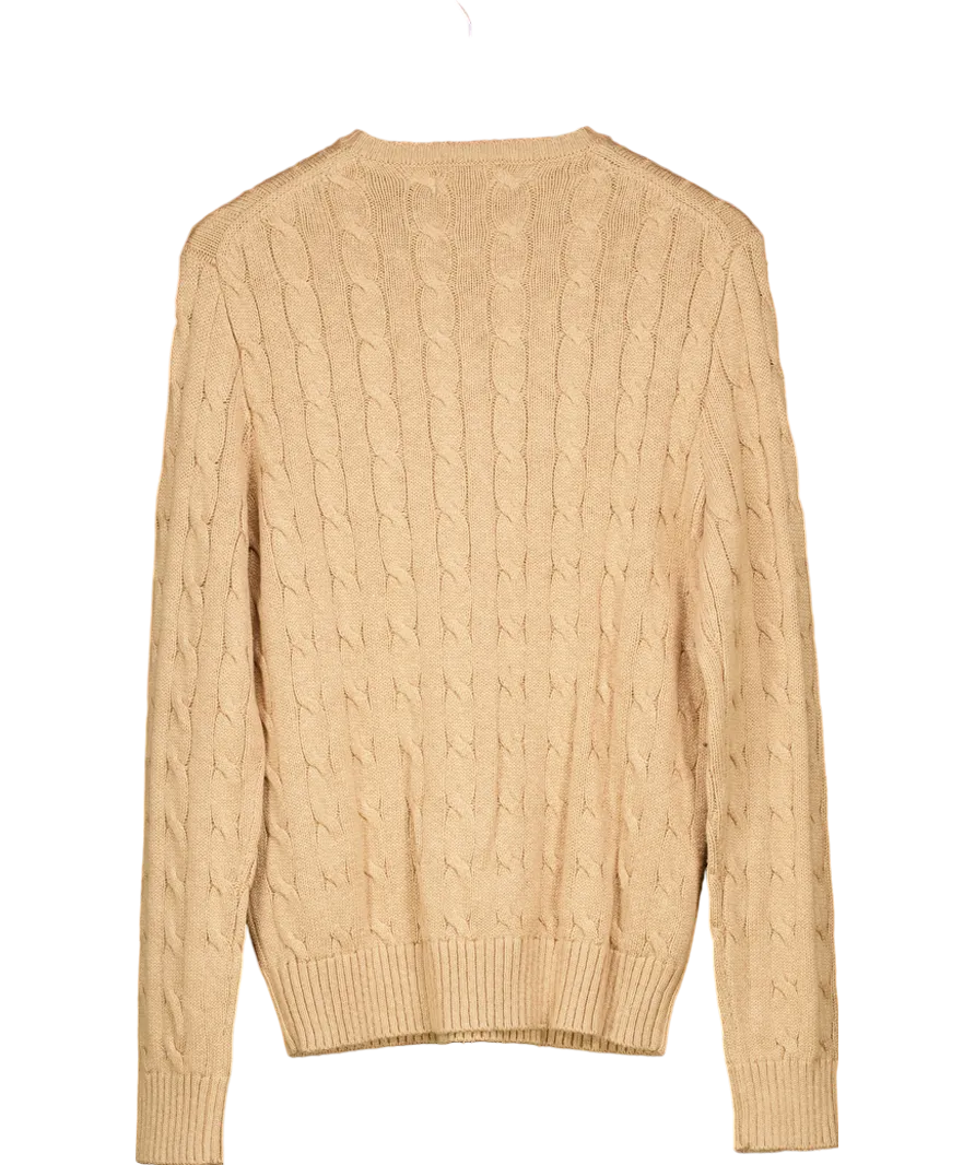 Polo Ralph Lauren Beige Cotton Cable Knit Jumper UK S