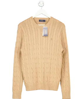Polo Ralph Lauren Beige Cotton Cable Knit Jumper UK S