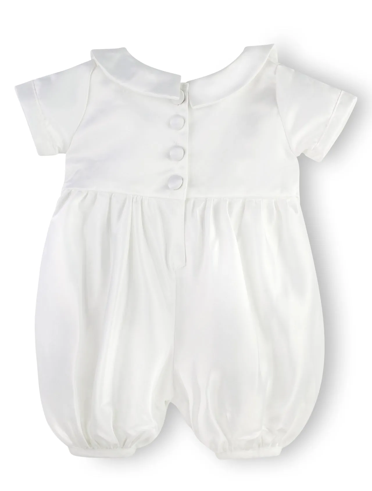Satin Christening & Baptism Vested Baby Boy Romper with Hat