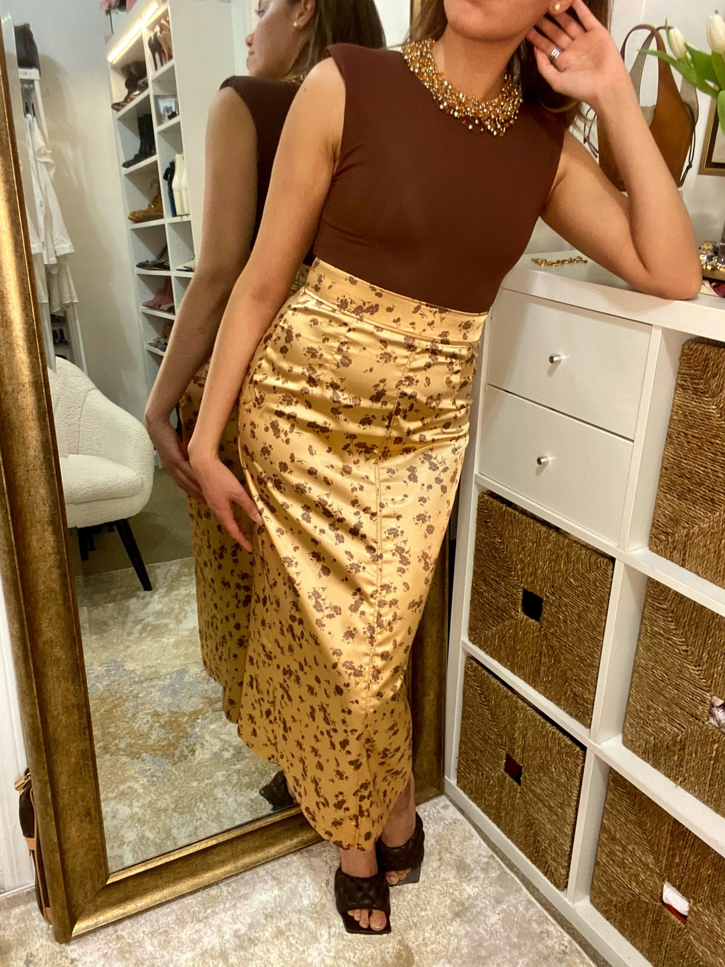 Satin Midi Skirt