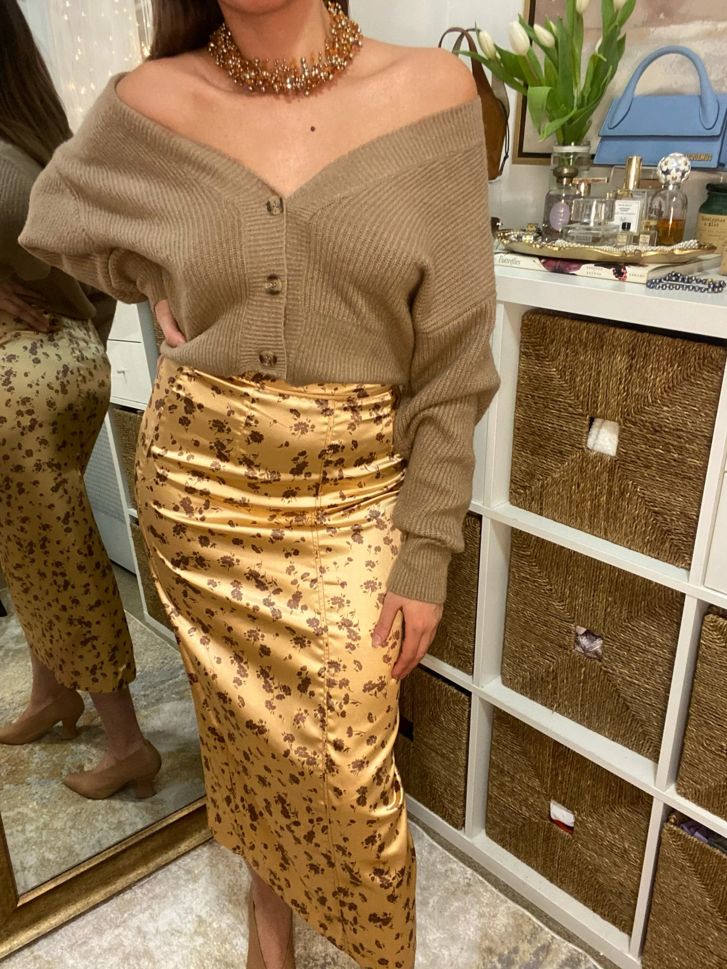 Satin Midi Skirt