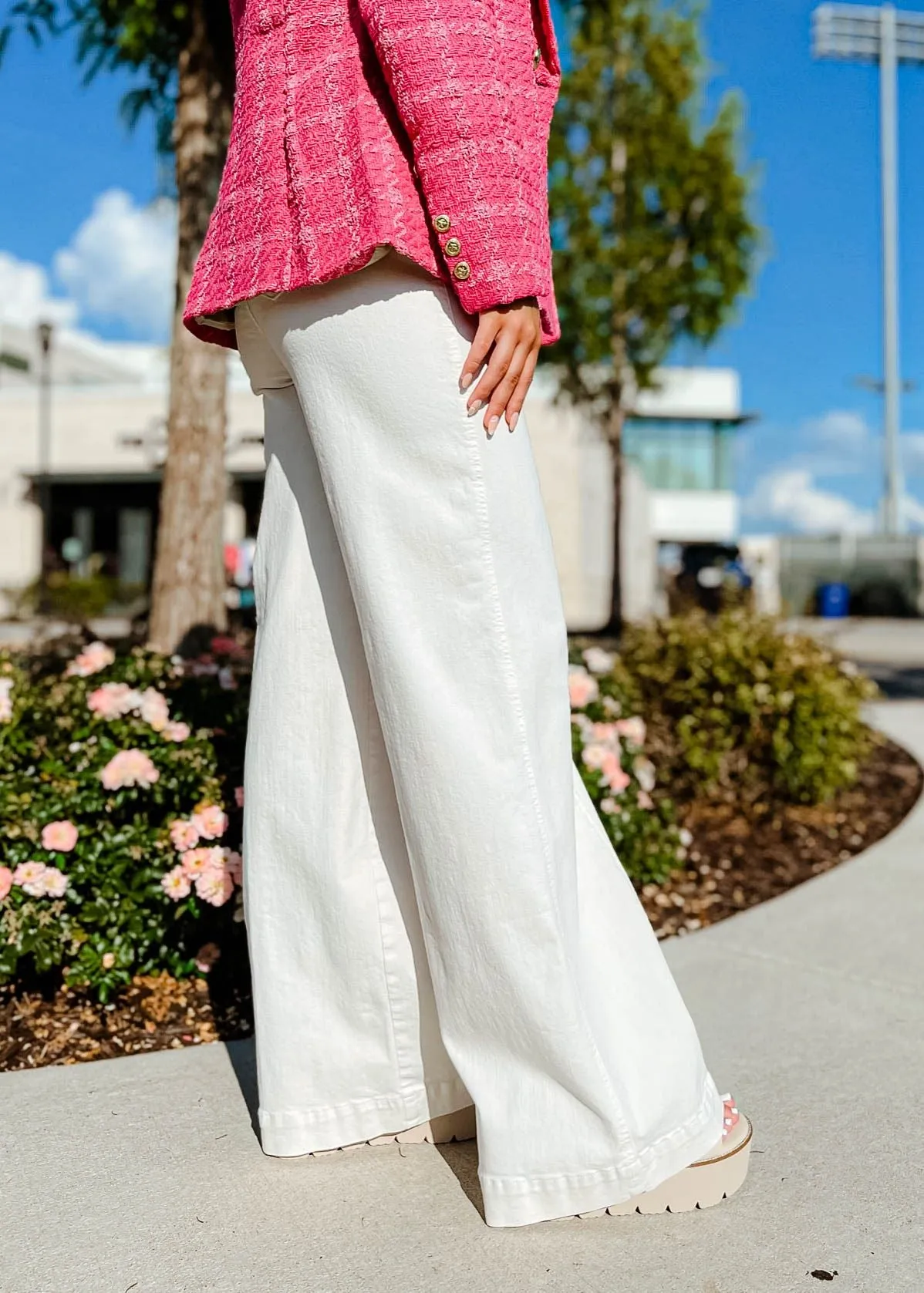 Seamed Front Wide Leg Jeans