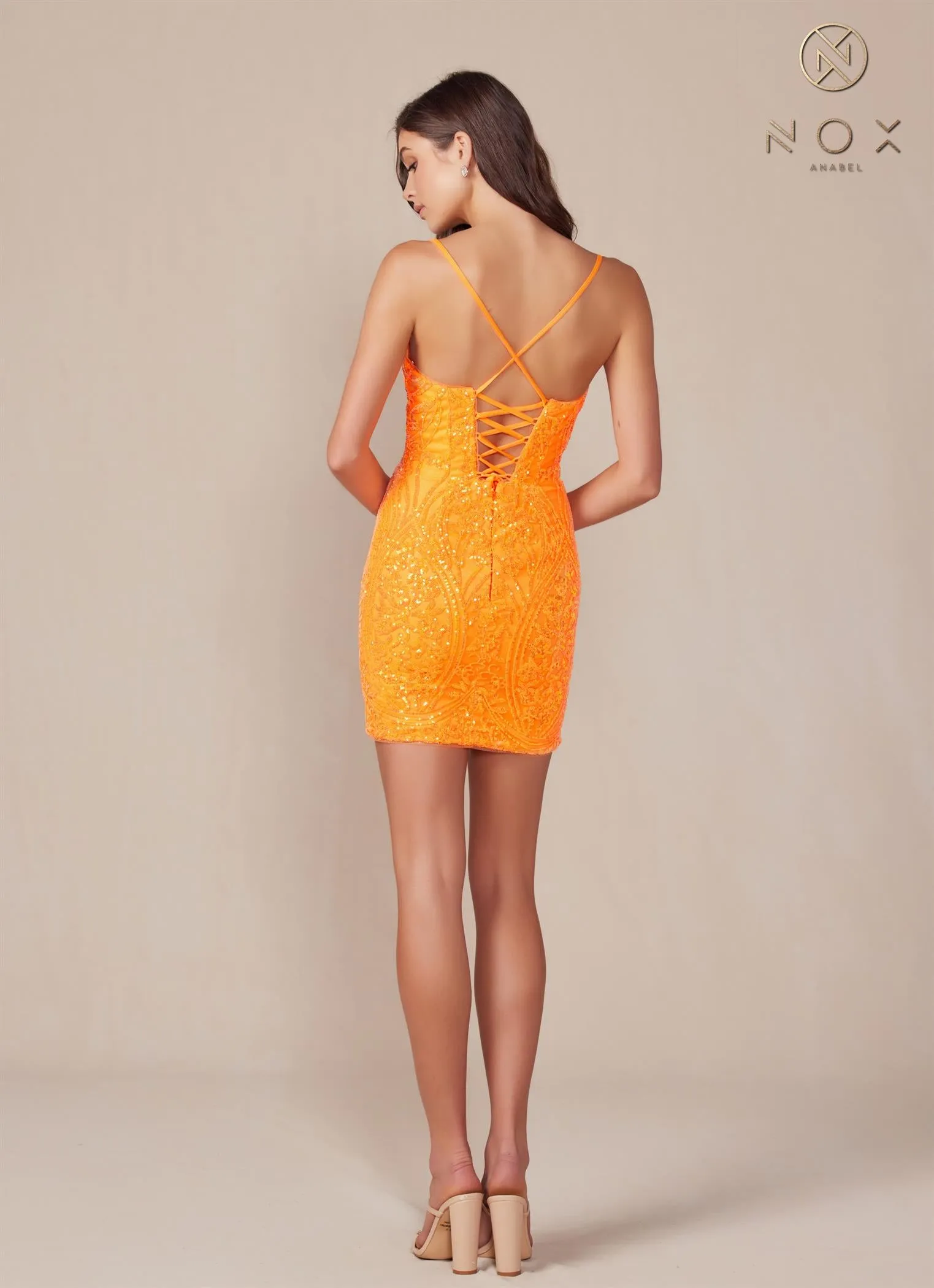 Sequin Pattern Fitted Short Dress_E897