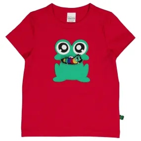 Short sleeve top- frog & caterpillar appliqué