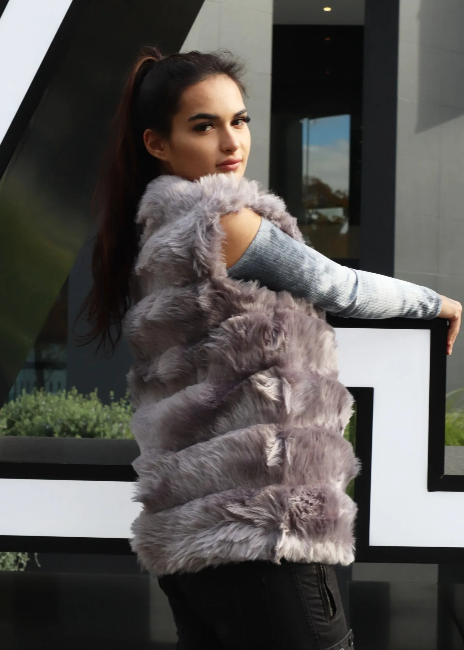 Silver Faux Fur Vest