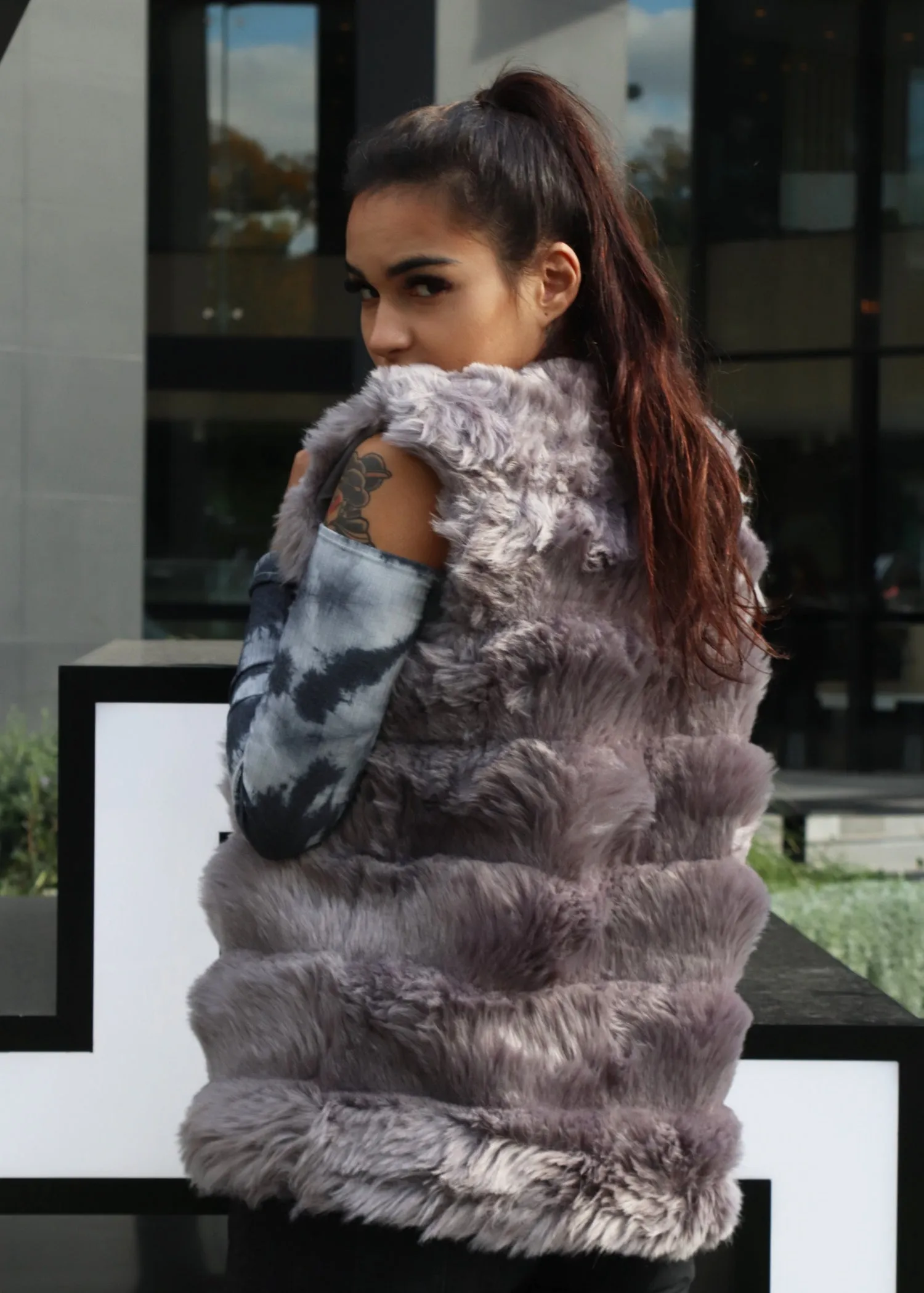 Silver Faux Fur Vest