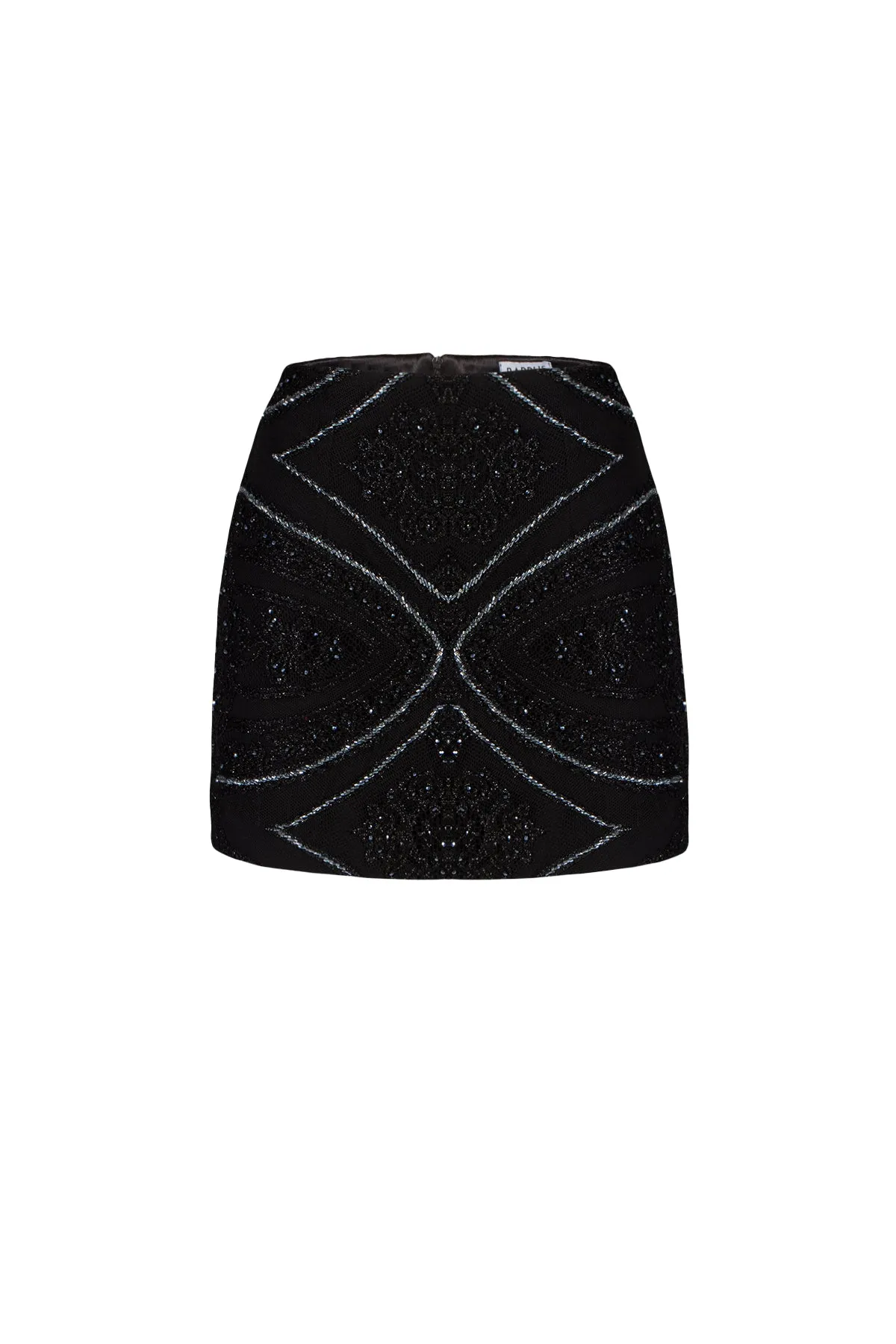 Simetric Patterned Beaded Mini Pencil Skirt