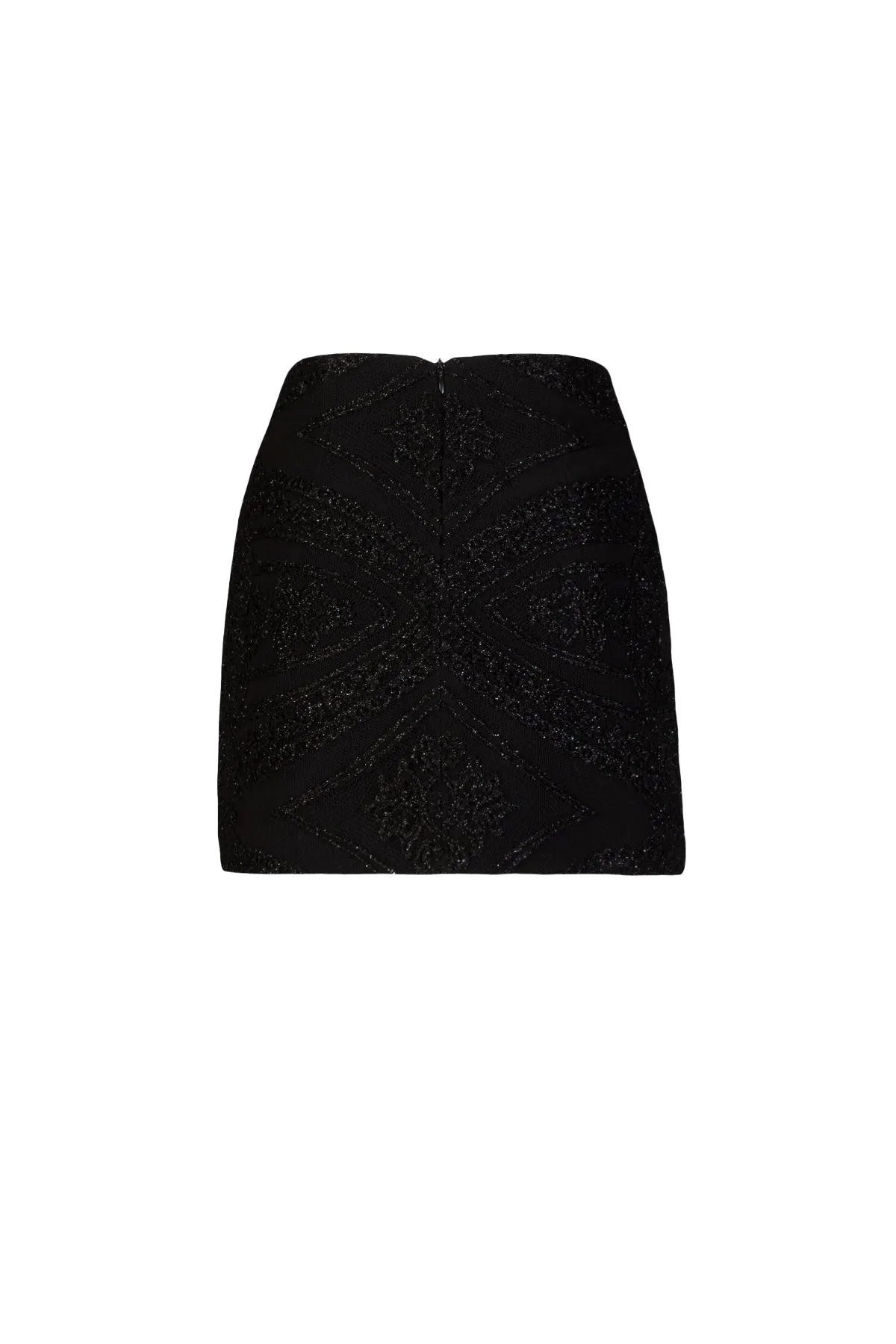 Simetric Patterned Beaded Mini Pencil Skirt