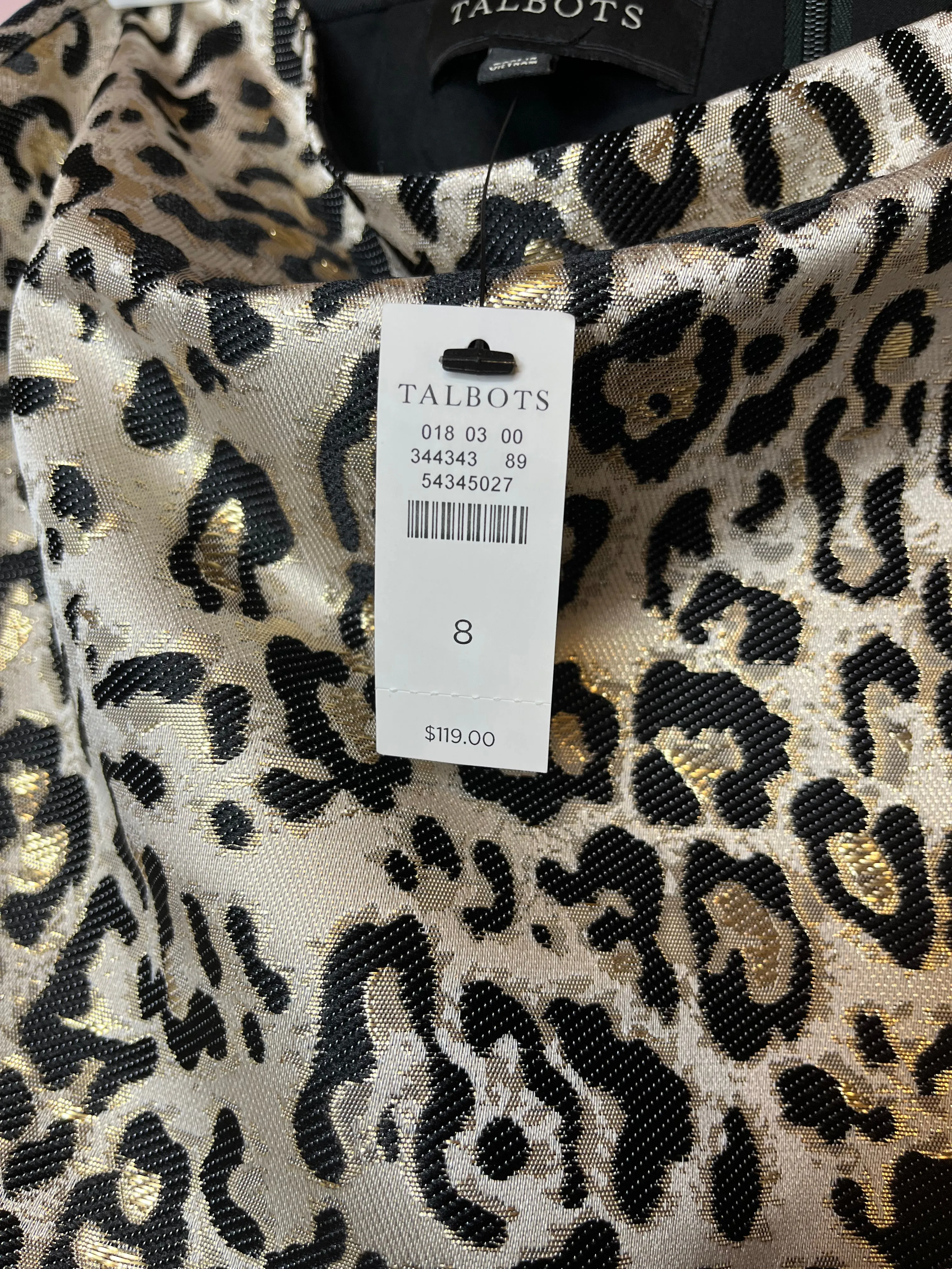 Size 8 Talbots NWT Gold Leopard Pencil Skirt