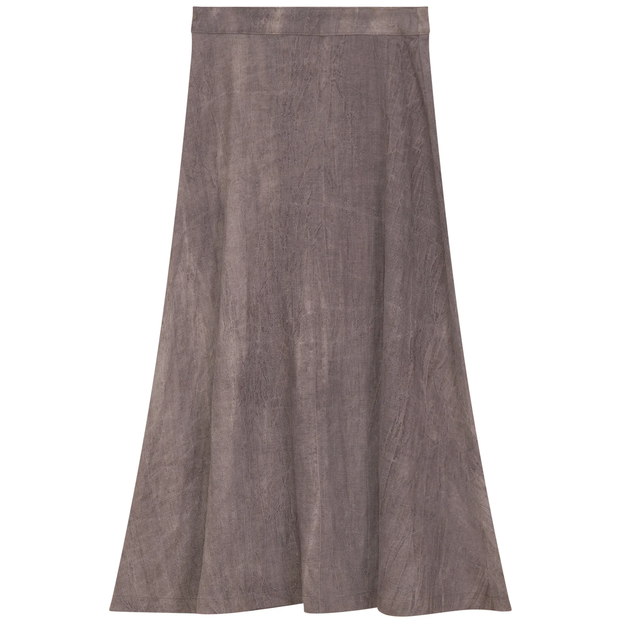 skirt midi linen with ruffle at the bottom - latte