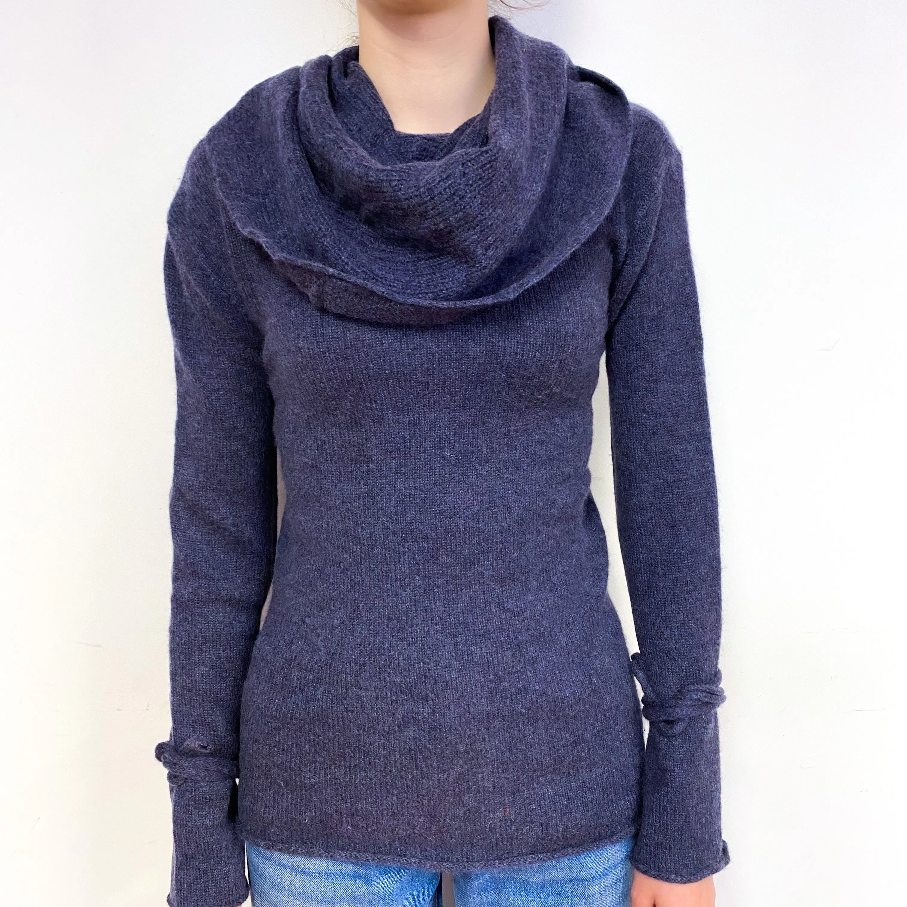 Slate Purple Cashmere Cowl Neck Jumper Extra Small