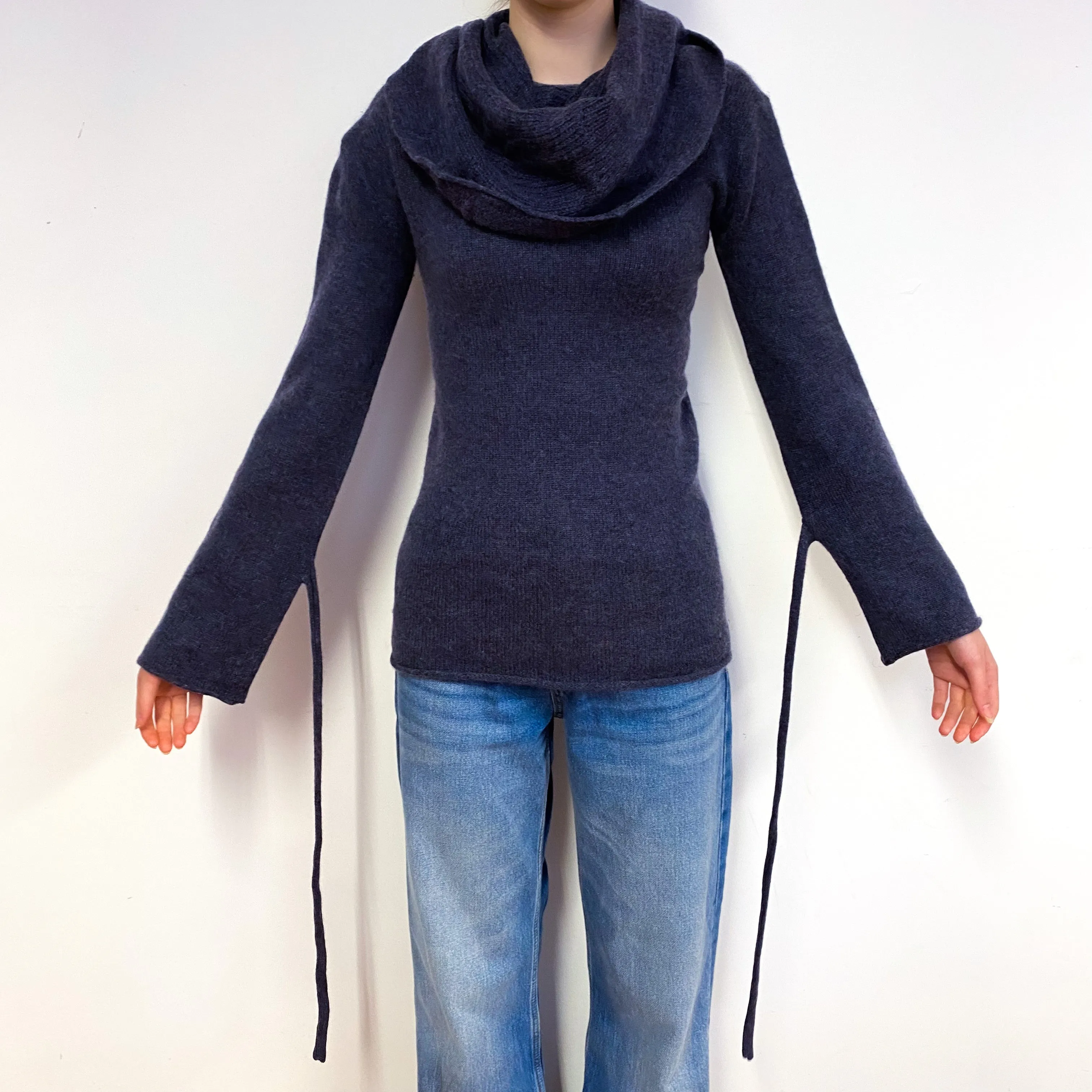 Slate Purple Cashmere Cowl Neck Jumper Extra Small
