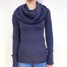 Slate Purple Cashmere Cowl Neck Jumper Extra Small