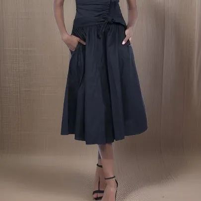 Solid Color Midi Skirt