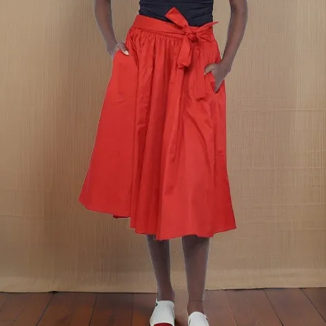 Solid Color Midi Skirt