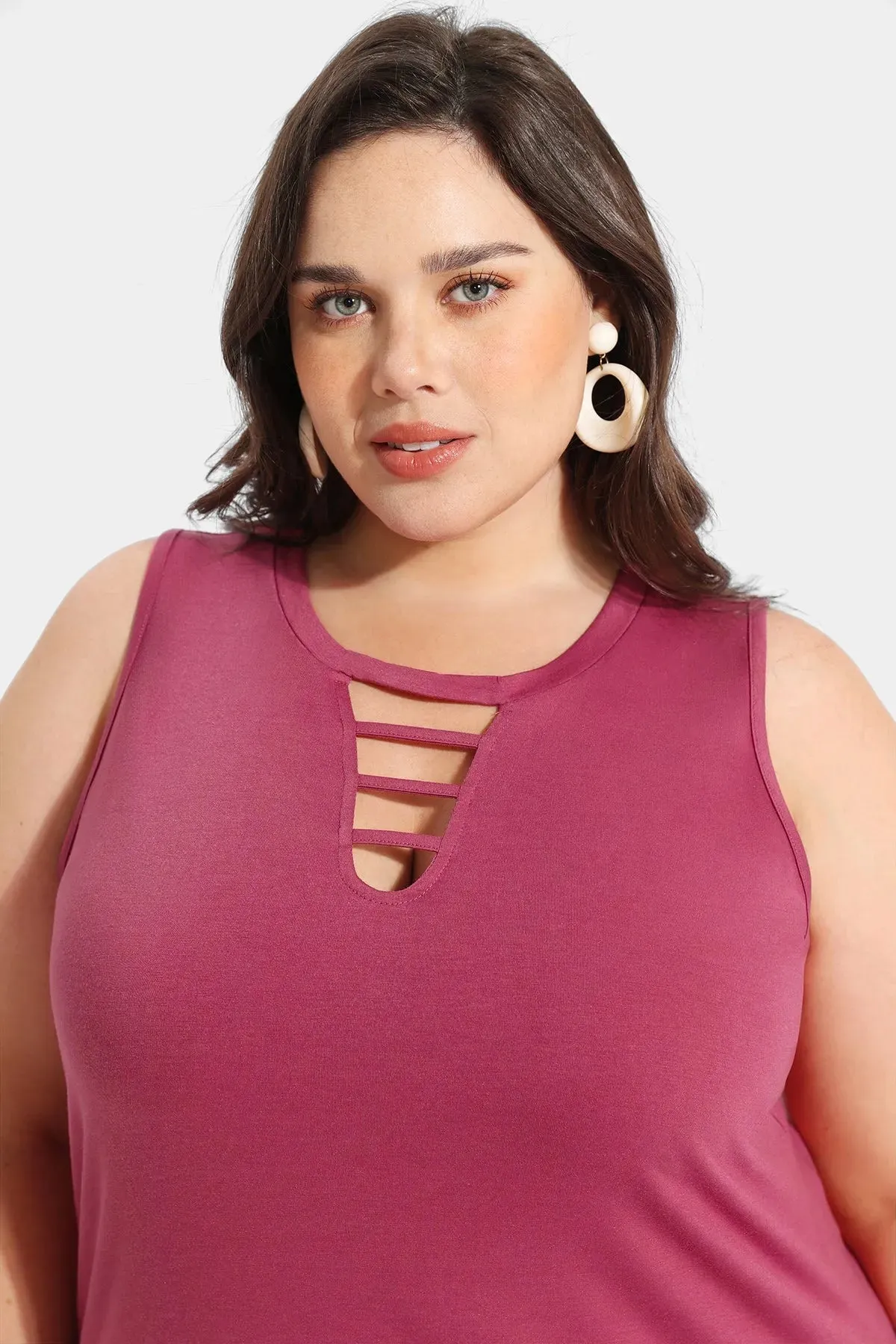 Solid Crisscross Crewneck Tank Top
