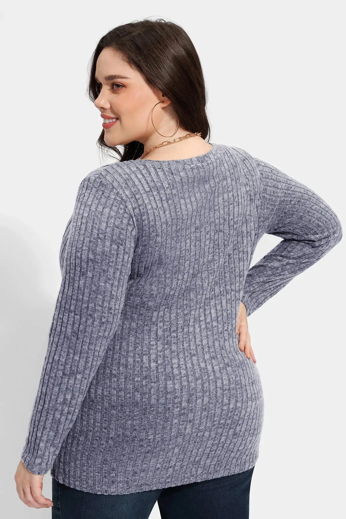 Solid Side Button Down Crewneck Velvet Shirt