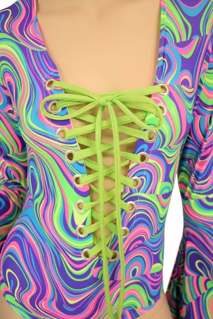 Sorceress Sleeve Lace Up Romper