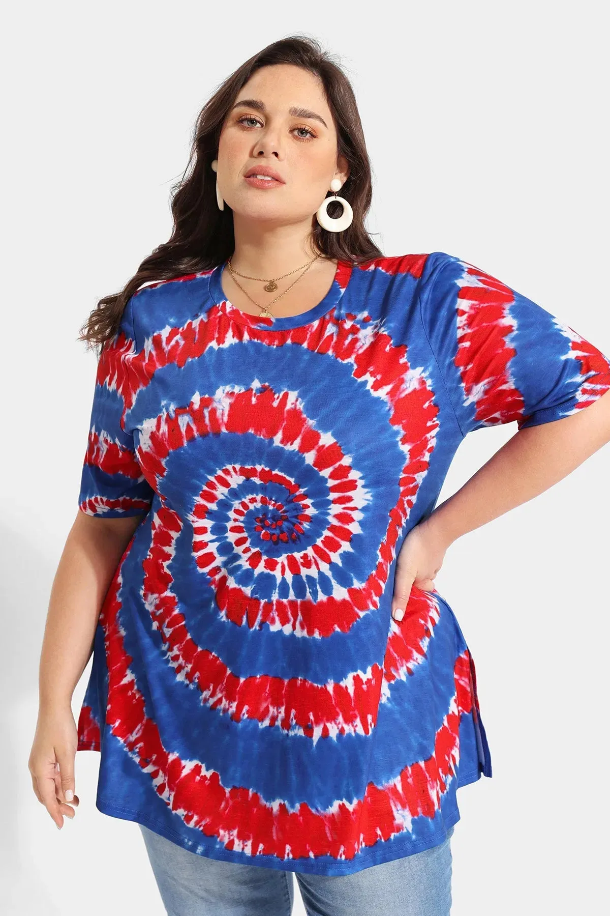Spiral Printing Candy Crewneck T-Shirt