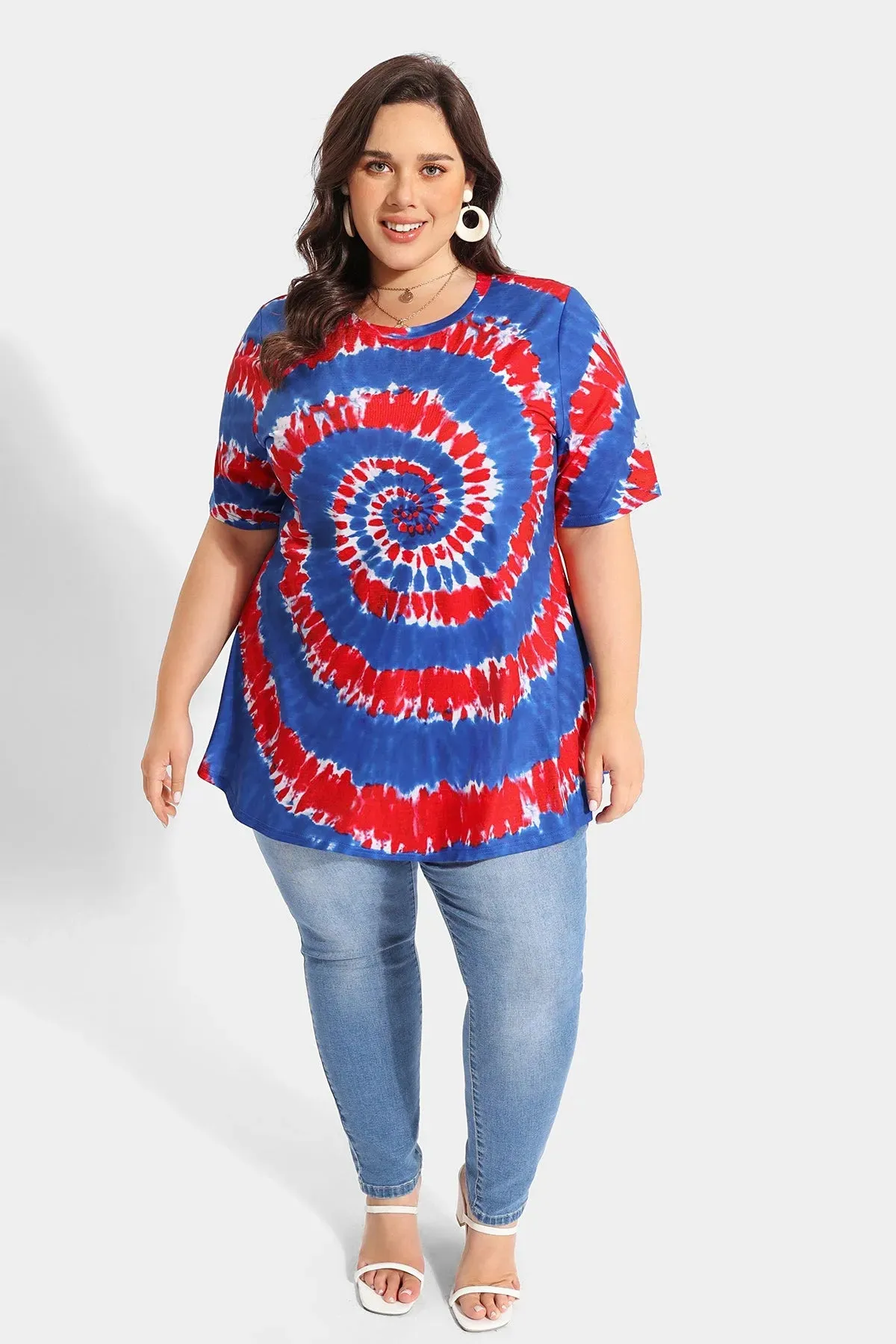 Spiral Printing Candy Crewneck T-Shirt
