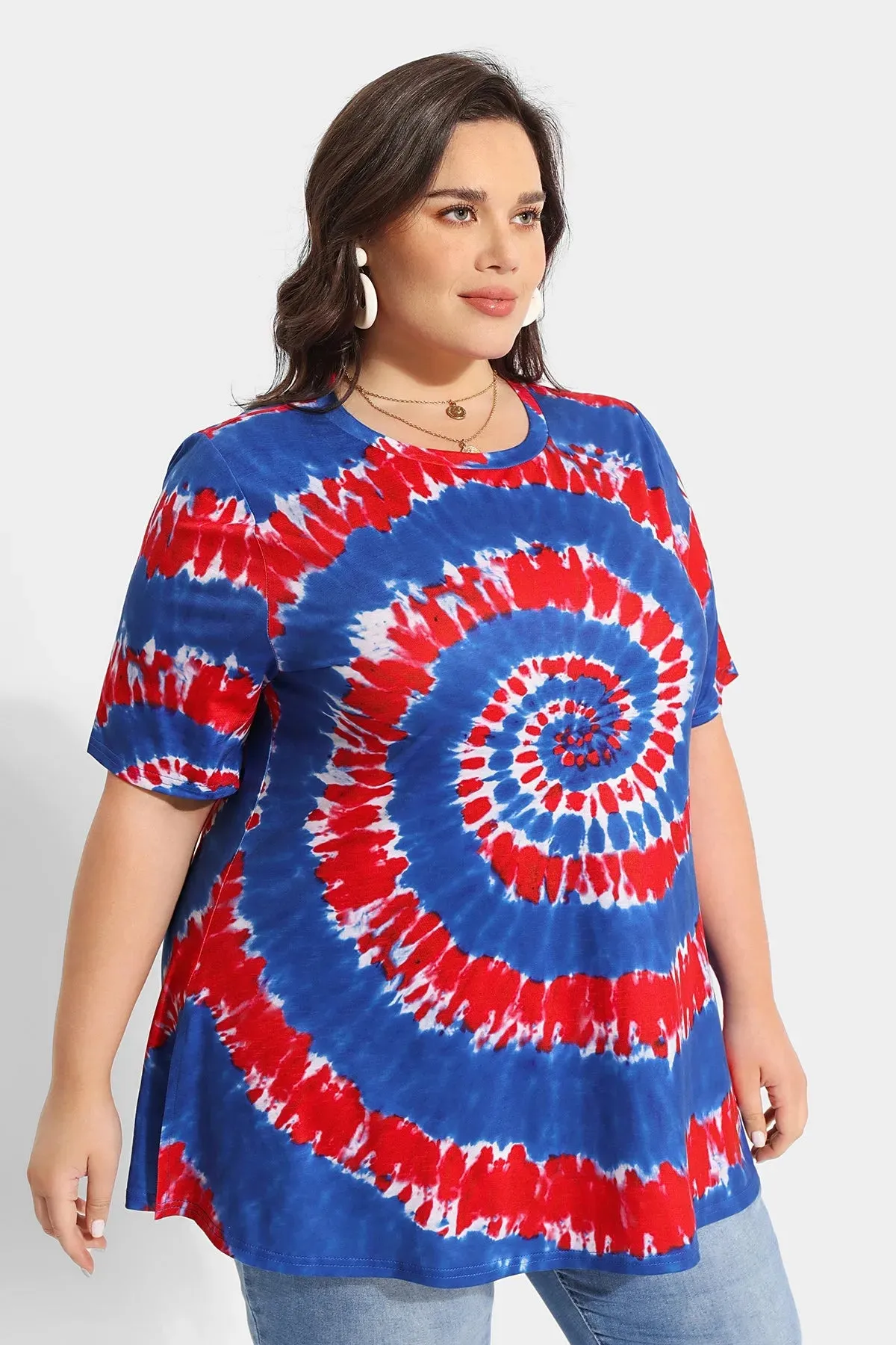 Spiral Printing Candy Crewneck T-Shirt