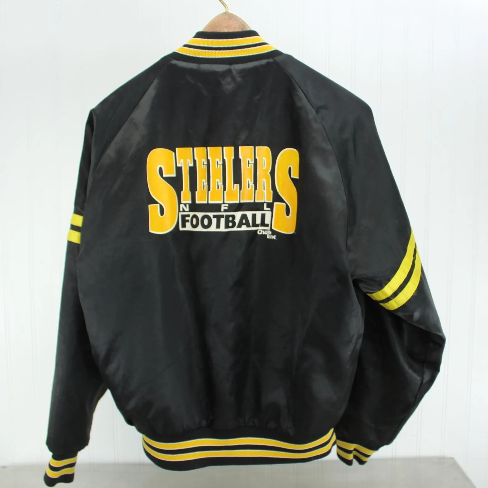 Steelers NFL Nylon Warm Up Jacket Size 18/20 Small Maker Chalk Line USA Collectible