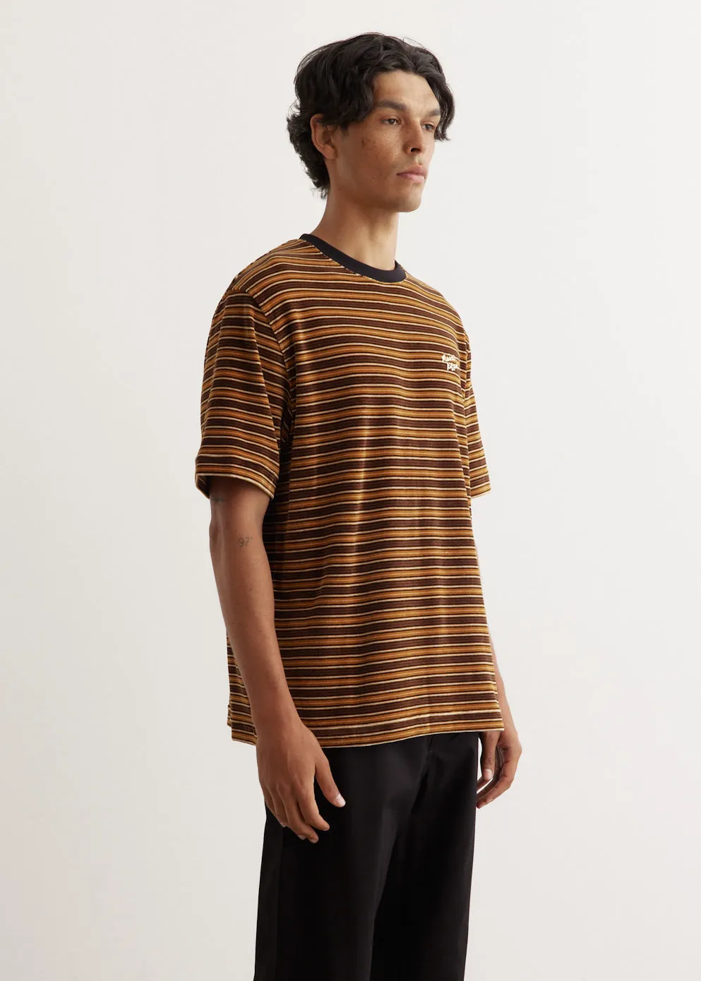 Striped Velvet Oversized T-Shirt