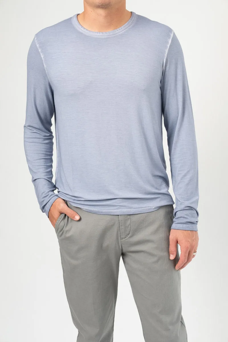 Sun Bleached Long Sleeve Jersey Shirt in Light Blue