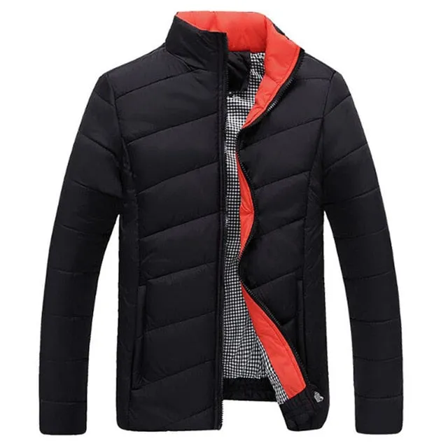 TANGNEST Autumn Winter Men Coat 2019 New Design Men Fashion Jacket Stand Collar Warm Jacket 5 Solid Colors Asian Size MWM902