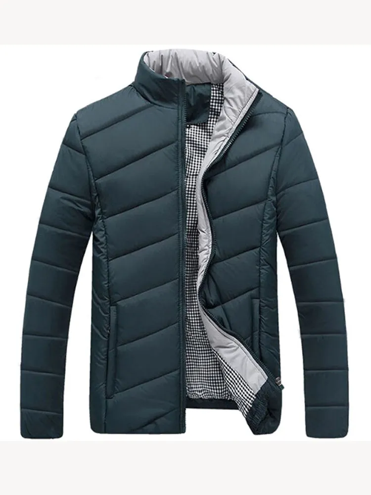 TANGNEST Autumn Winter Men Coat 2019 New Design Men Fashion Jacket Stand Collar Warm Jacket 5 Solid Colors Asian Size MWM902