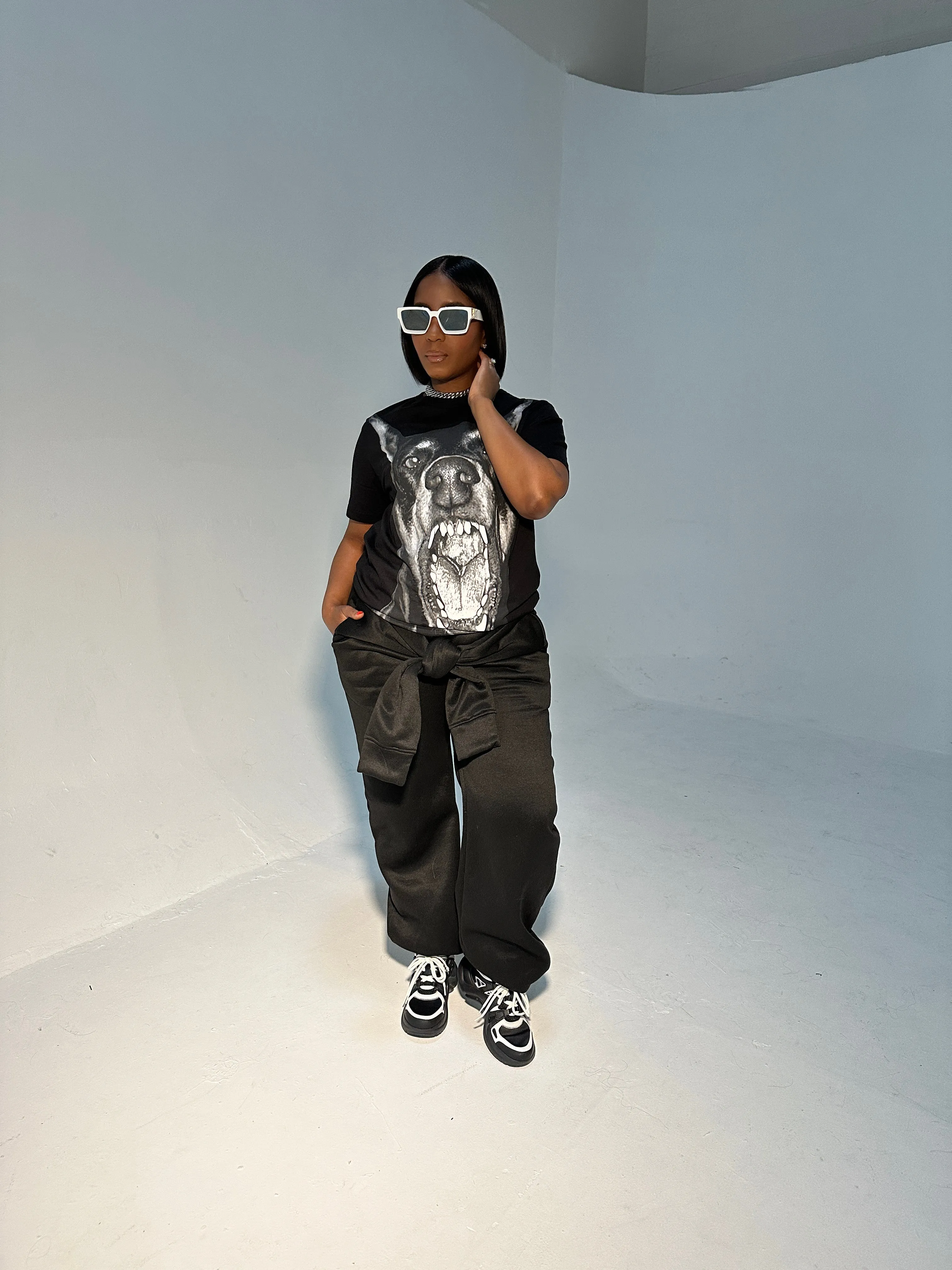 Tie Front Black Sweatpants