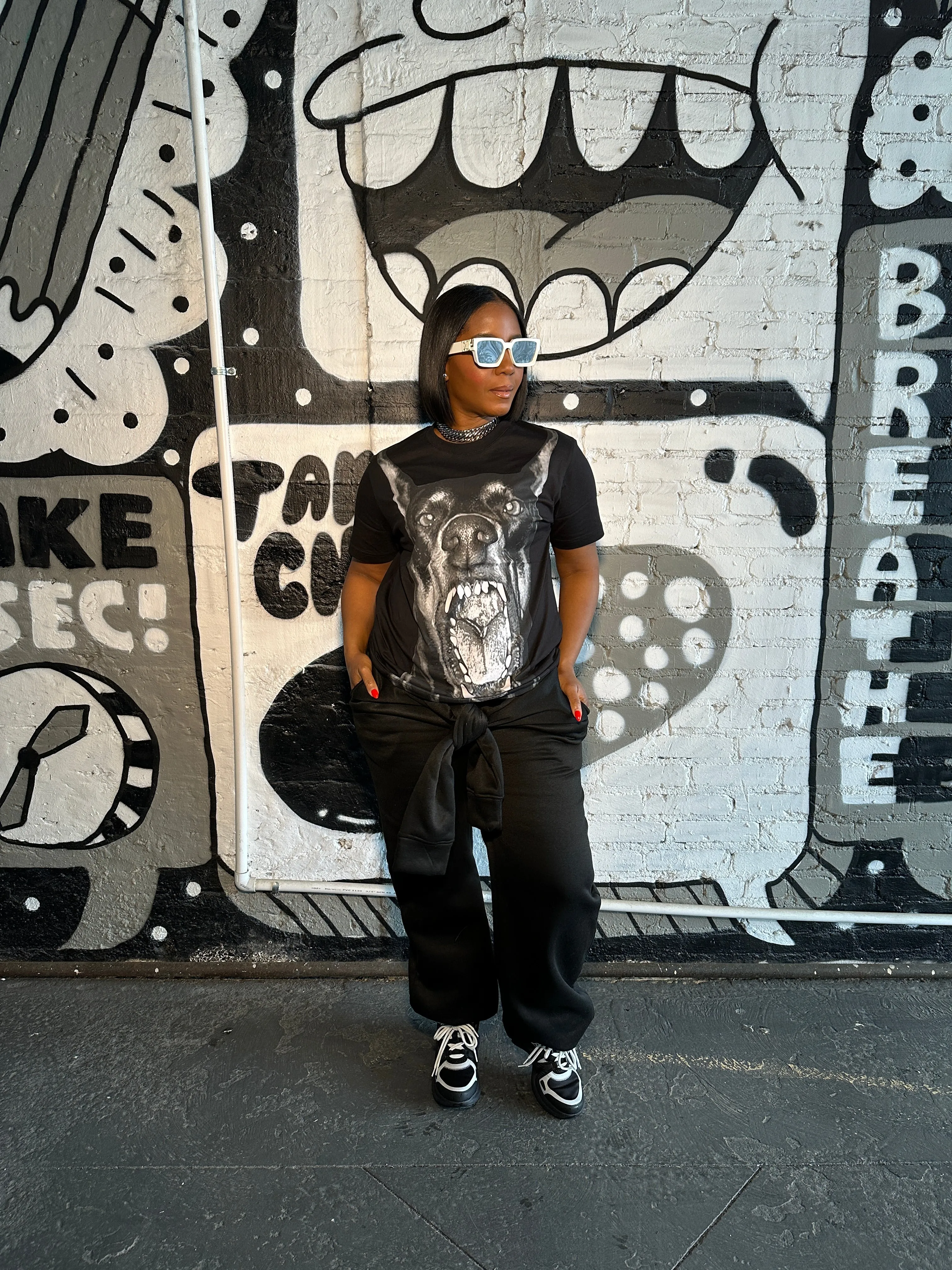 Tie Front Black Sweatpants