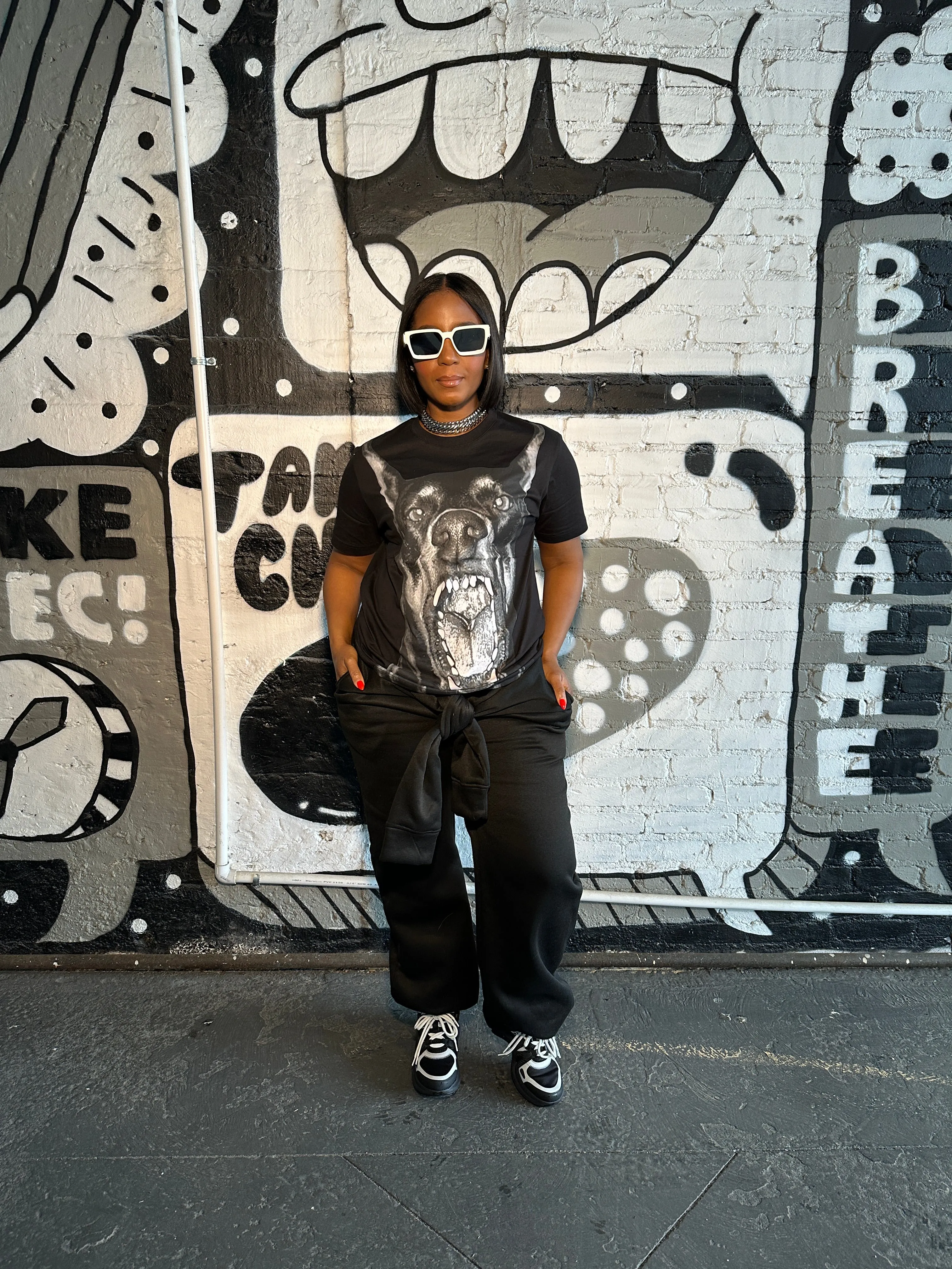 Tie Front Black Sweatpants