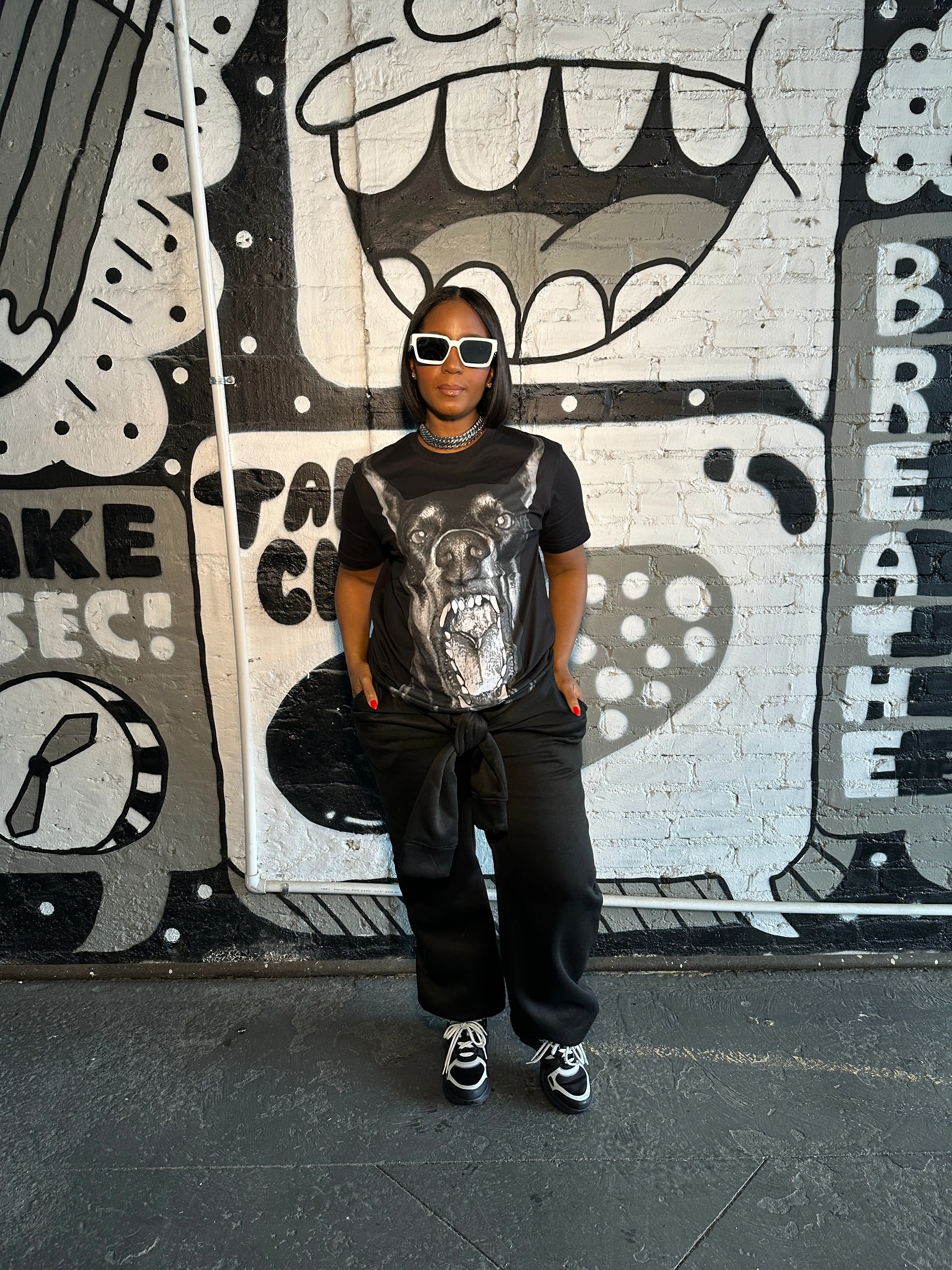 Tie Front Black Sweatpants