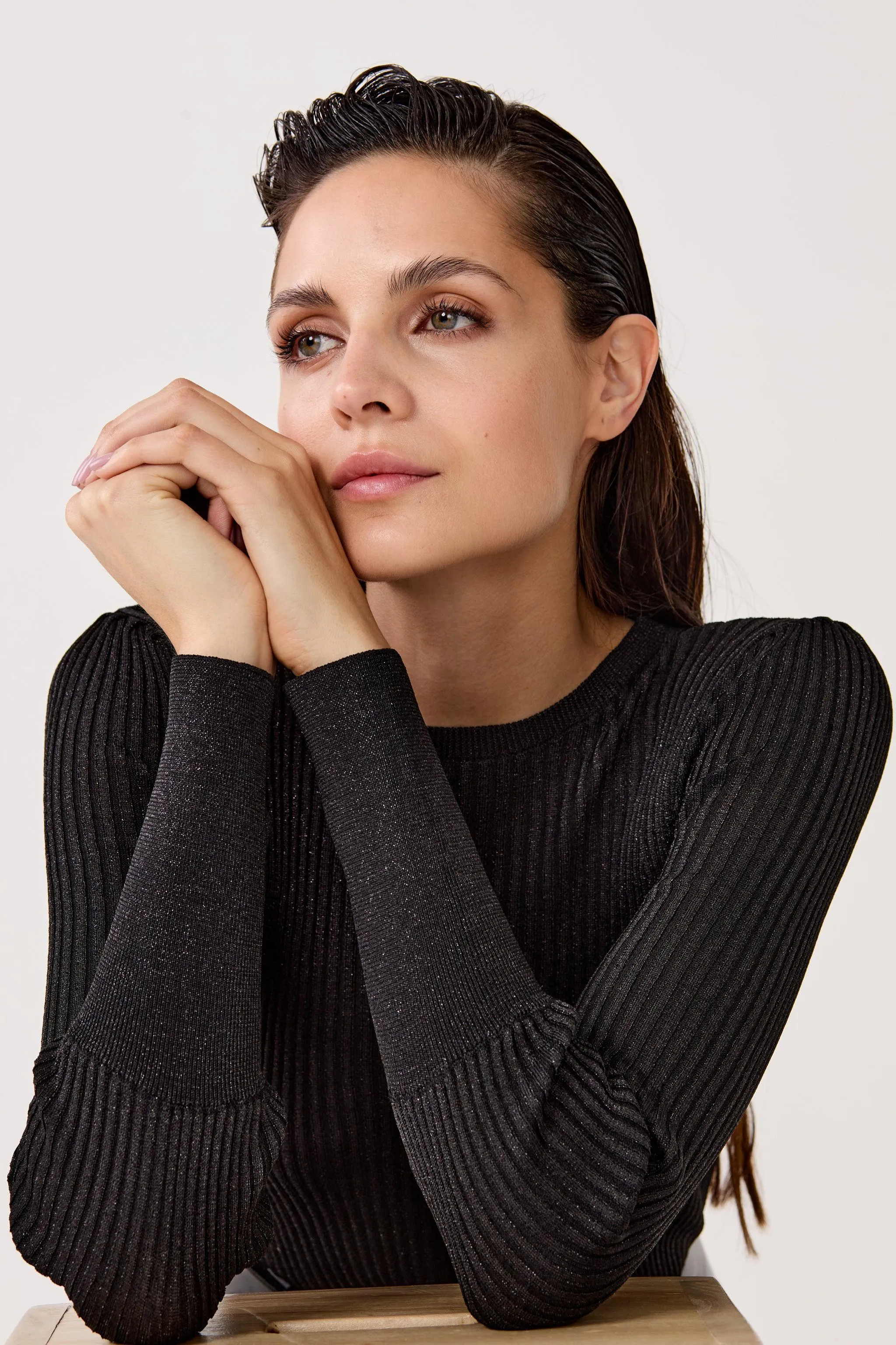 Vail Lurex Knitted Top - Black