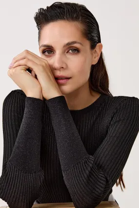 Vail Lurex Knitted Top - Black