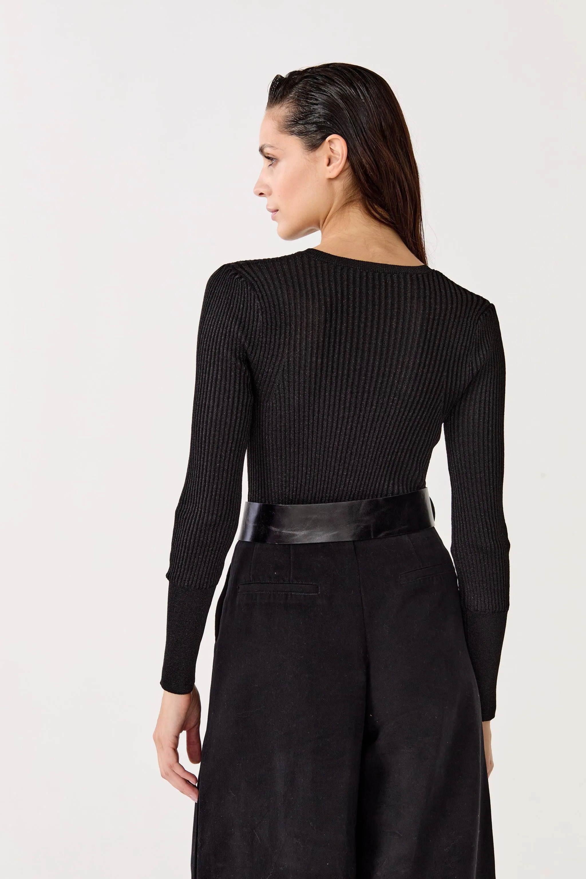 Vail Lurex Knitted Top - Black