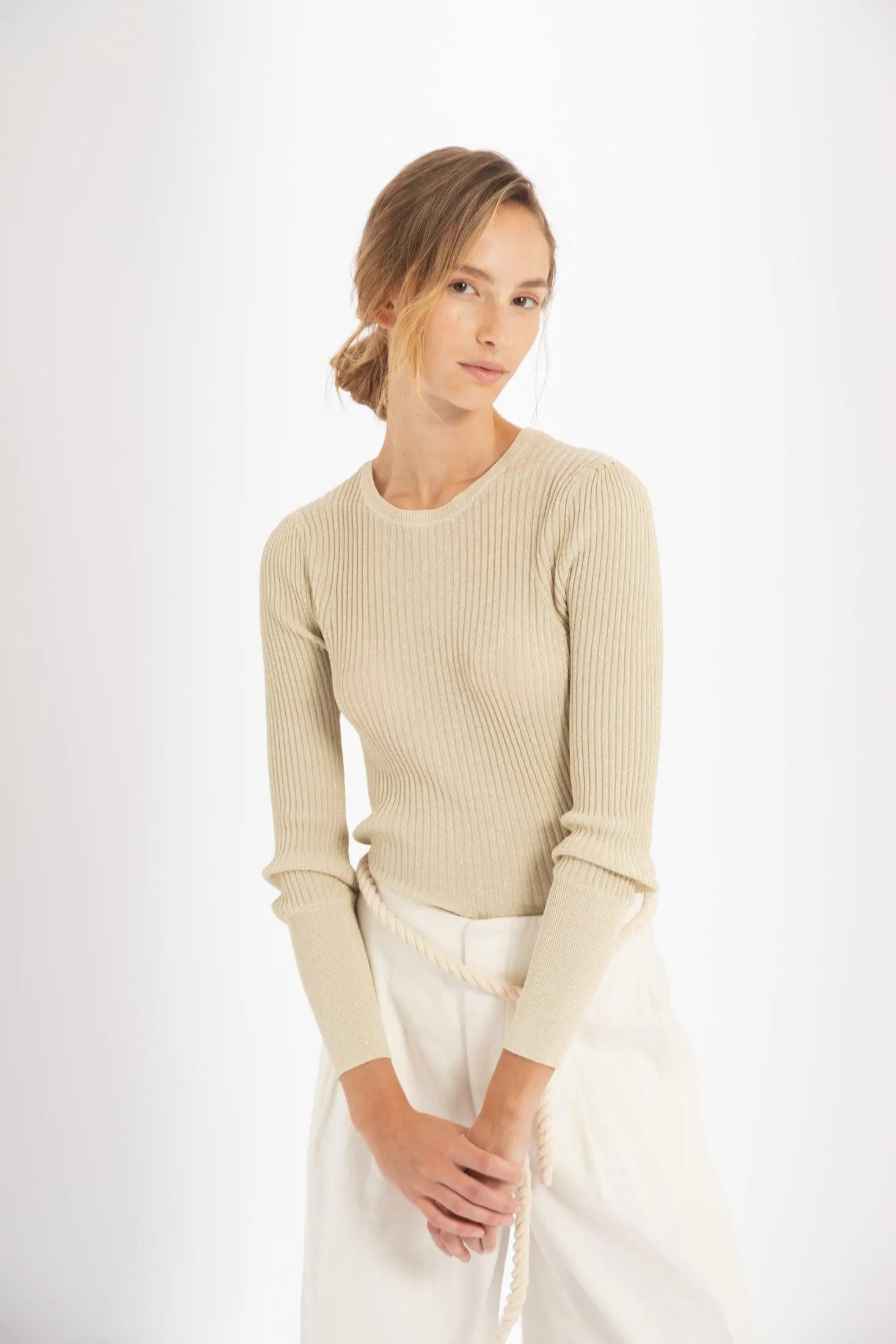Vail Lurex Knitted Top - Gold