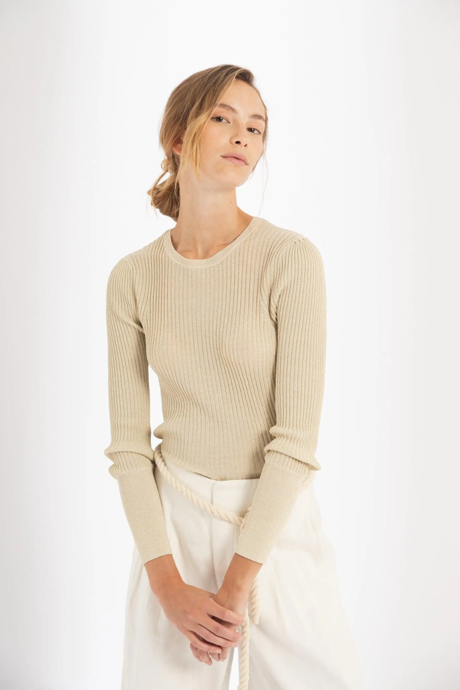 Vail Lurex Knitted Top - Gold