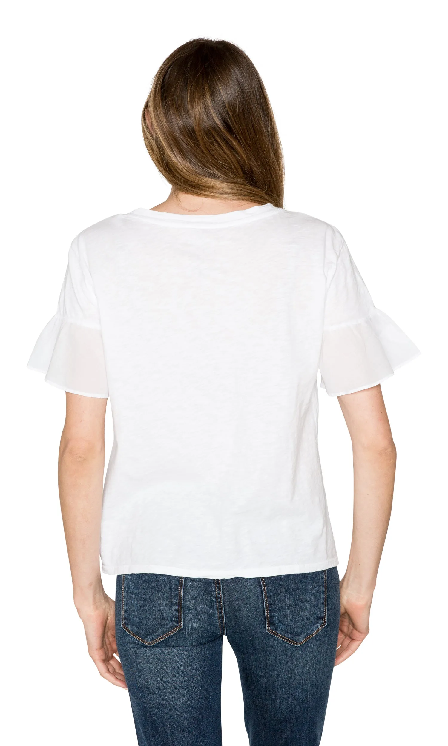 Velvet by Graham & Spencer Maureen Cotton Contrast Ruffle Sleeve Top