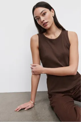 Velvet by Graham & Spencer Maxie Cotton Slub Ribbed Tank | Bark