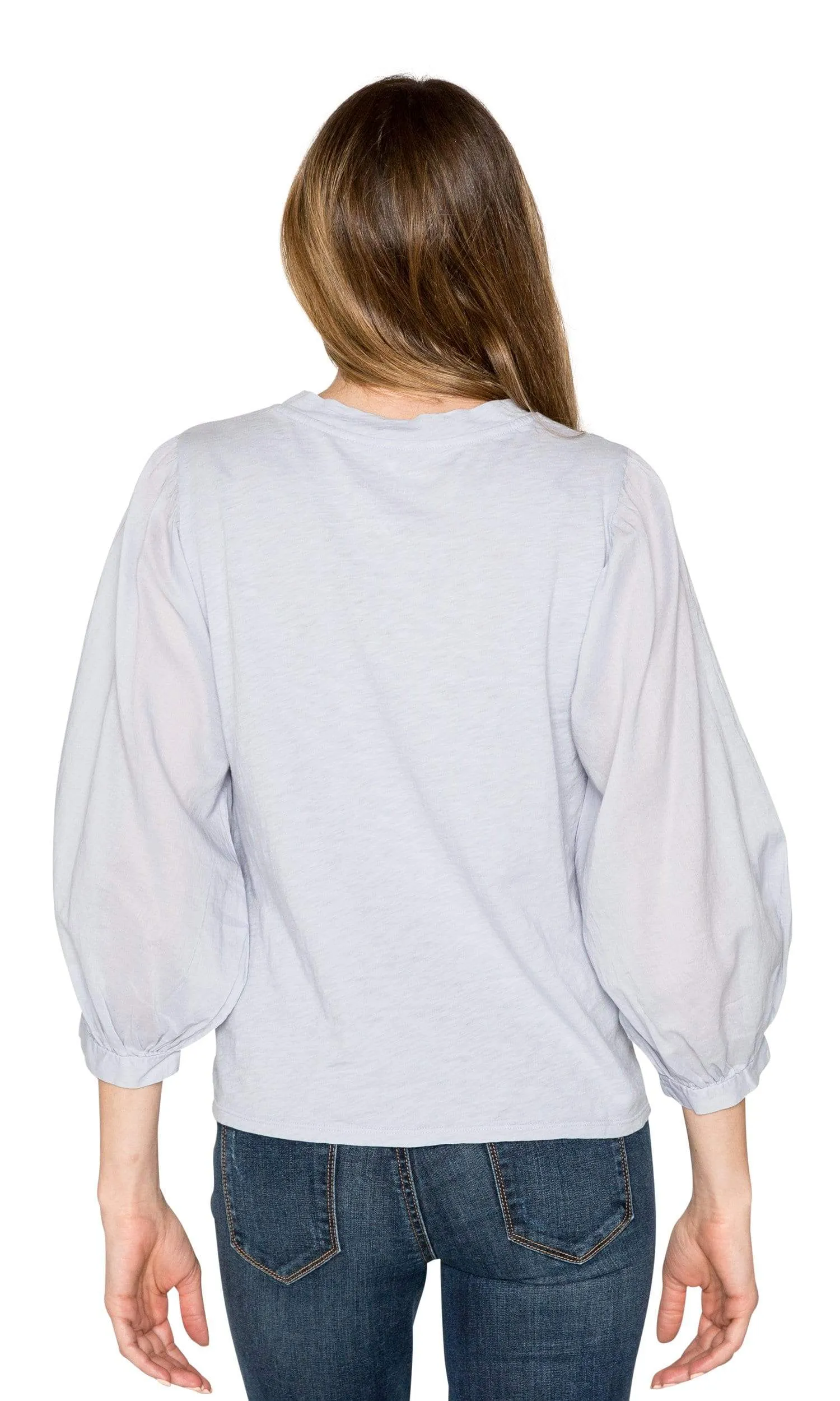 Velvet by Graham & Spencer Simpson Cotton Slub Contrast Puff Sleeve Top