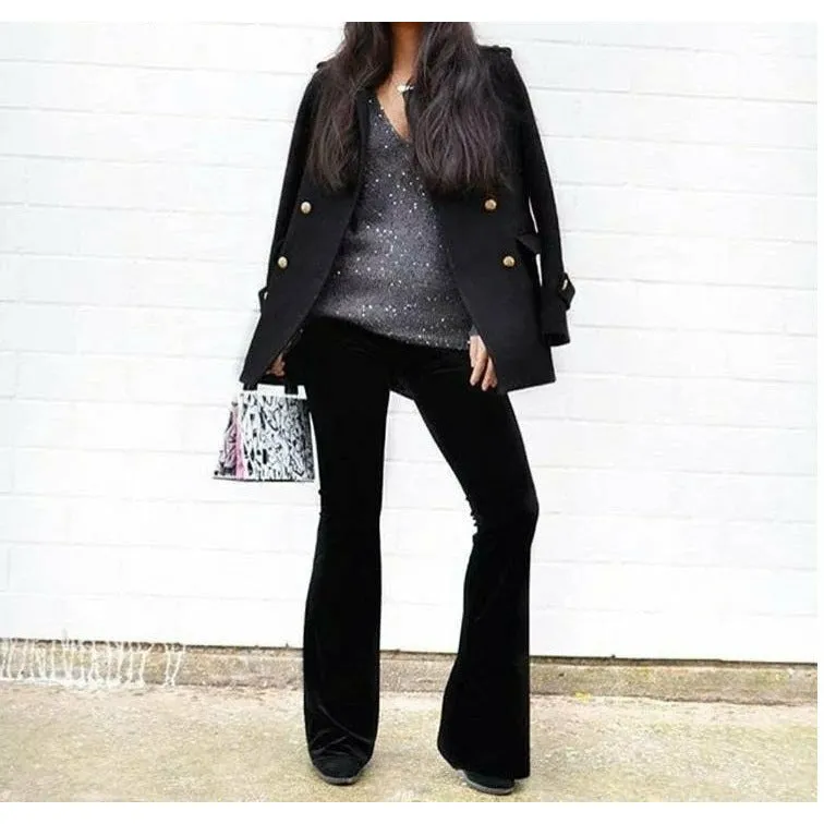 Velvet Flares High Waist Pants