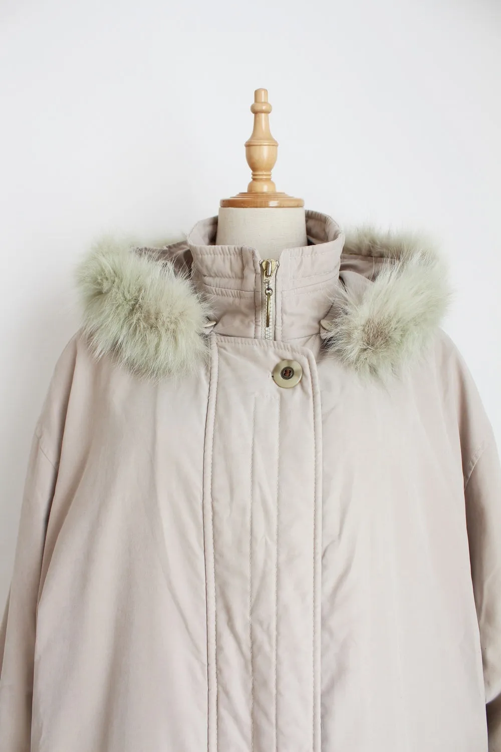 VINTAGE FUR COLLAR PARKA JACKET - SIZE 18