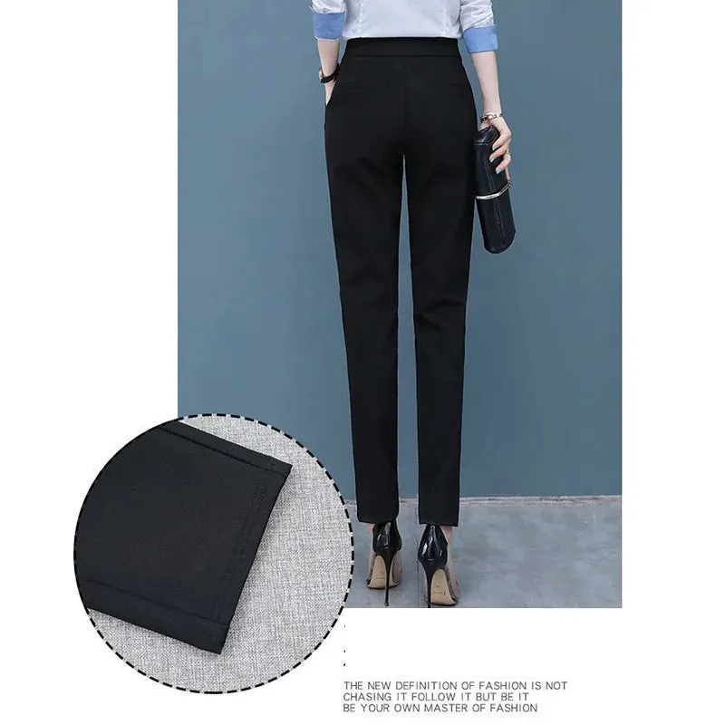 Women's Classic Pants Fashion High Waist Black Office Trousers