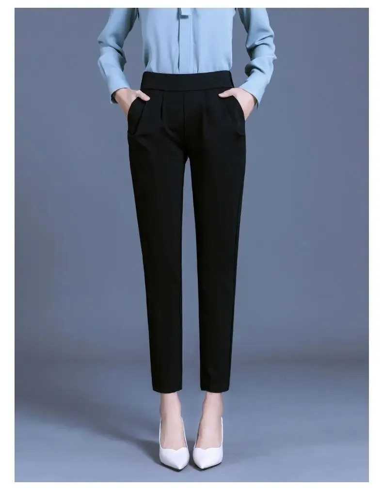 Women's Classic Pants Fashion High Waist Black Office Trousers